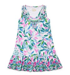 Lilly Pulitzer Luxletic Mixed Doubles Dress Womens L White Floral Tennis Resort