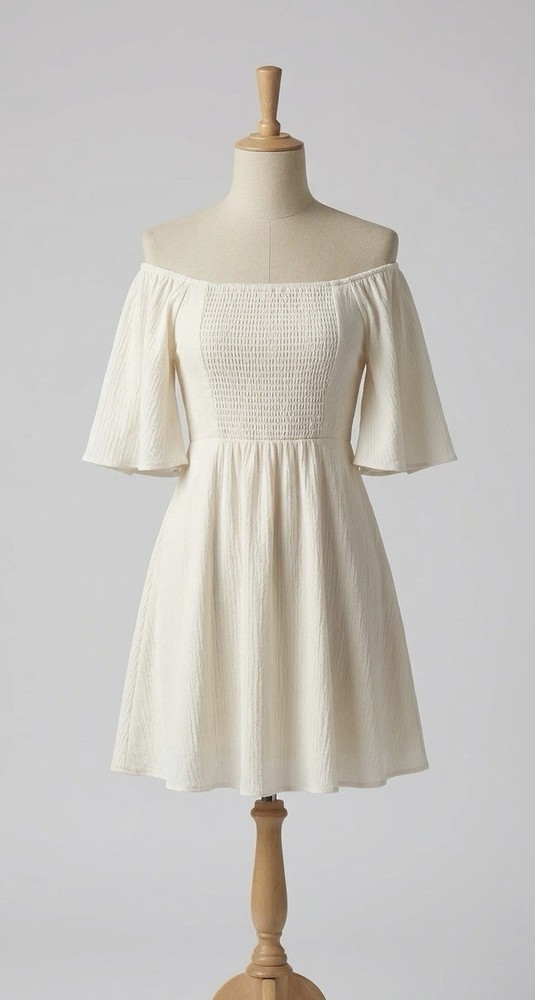 Women’s Dokotoo Cream colored Off-Shoulder Bell Sleeve Mini Dress Size M