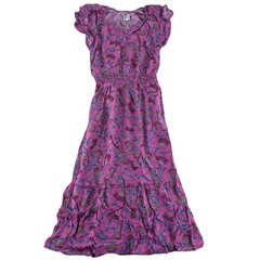 Destination 365 Regular Printed Shor Sleeve Midi Dress XXS Pink Floral Print
