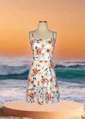 XTRAORDINARY Orange FLORAL Dress Tiered Ruffle Sleeveless Sundress Juniors Sz 11