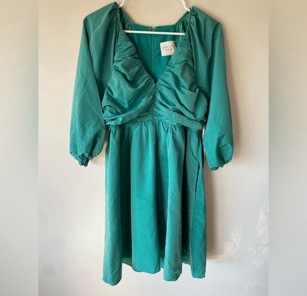 NEW Tuckernuck Hyacinth House Teal Ruched Genevieve Dress Small