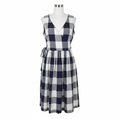 Tommy Hilfiger Buffalo Plaid Wrap Dress 4 Navy White Gingham Preppy Nautical