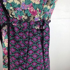 VTG Womens Ragtime Peasant Prairie Boho Midi Dress Floral Patchwork 70’s S FLAW
