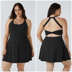 Halara Backless Cut Out Twisted Side Pocket 2-in-1 Mini Barre Ballet Dance Dress