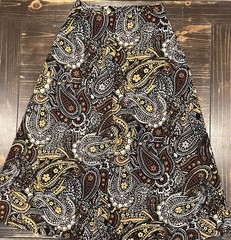 Black Label by Evan-Picone brown paisley floral pattern Skirt &Blouse Size Small