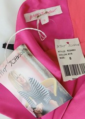 size 8 NWT Vintage BETSEY JOHNSON Pink SILK Pin-Up Retro-Style Dress Y2K USA