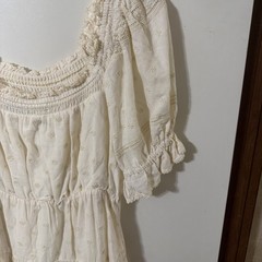 Old Navy Smocked Eyelet Babydoll Milkmaid Dress Cream Size M
