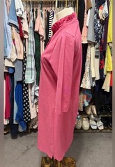 Peter Millar Pink Ruffle Collar Button Shirt Dress 3/4 Sleeve Knee Length Size S