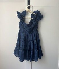 Altar&rsquo;d State Blue Solid Tiered Ruffle Sleeveless Mini Dress Women Size L