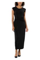 size Medium IMAN Global Chic Cap-Sleeve Draped Detail Dress Black new