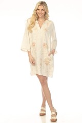 Johnny Was JWLA Beige Danika Kimono Sleeve Relaxed Dress J36925-3