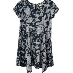 Silence + Noise Women&rsquo;s Floral Scoop Neck T-Shirt Dress Black White Sz XS