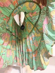 12. ANGIE GREEN FLORAL BOHO OPEN BACK DRESS M {Cochella fairycore dress}