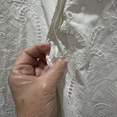 Roller Rabbit Women Sz L Eyelet Embroidered Collared Mini Shirtdress White Sun