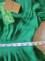Boden Emerald Pleated Midi Dress 6 Blouson Sleeve Quiet Luxury Wedding Guest NWT