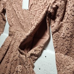 H&M Dress Womens Size 6 Midi Brick Brown Long Sleeve Layered Embroidered NWT