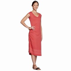 Toad & Co Muse Coral Midi Dress Womens Size M Organic Cotton Modal Ruched Casual