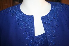 BEAUTIFUL RIMINI DARK ROYAL BLUE BEADED & EMBROIDERED DRESS & JACKET SET SZ 10