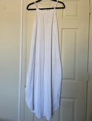 For G and PL White Solid Halter Sleeveless Maxi Dress Side Slit Pullover S
