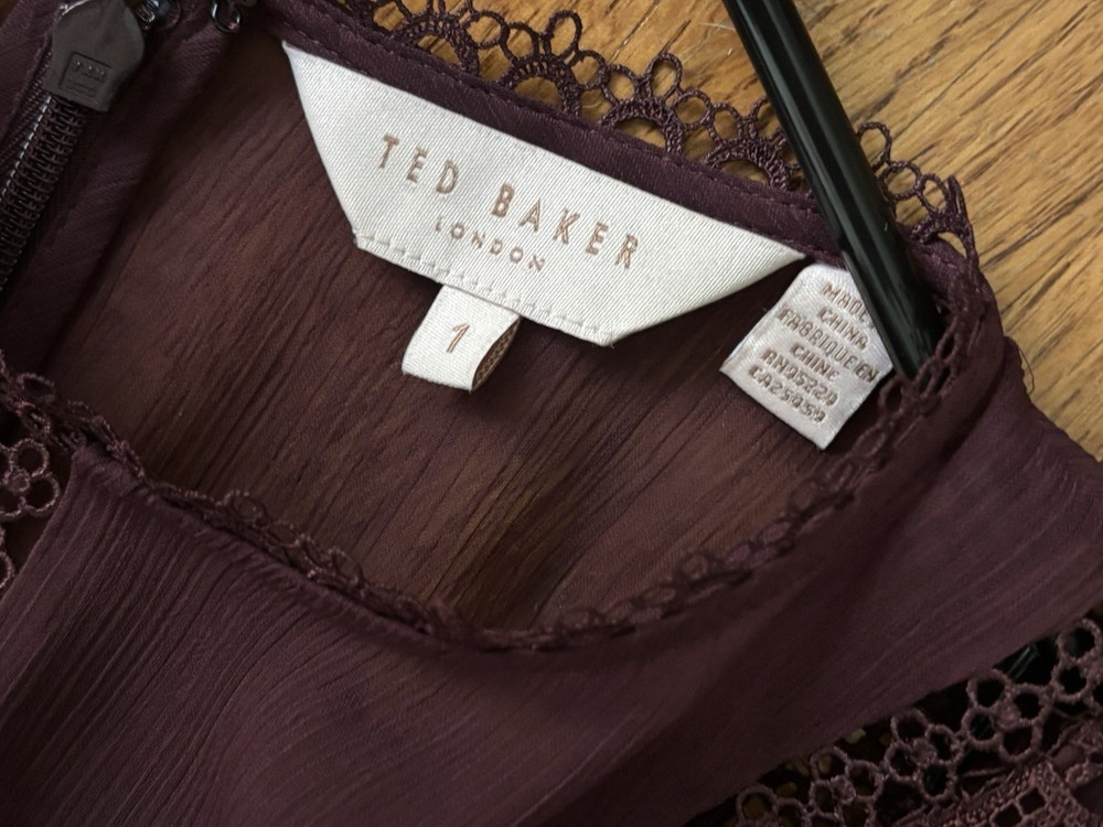 NWT TED BAKER Porrla Midi Dress In Deep Purple