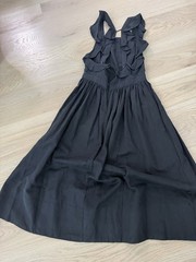 Ulla Johnson Black Solid Square Neck Ruffle Strap Sleeveless Midi Dress 6