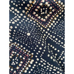 Mata Traders Dress Women Navy Blue Embroidered Cotton Ikat Print Boho India M