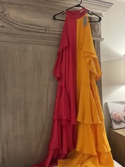 NWT ANTHROPOLOGIE PINNACLE SHRUTI SANCHETI MOCKNECK COLORBLOCK RUFFLE DRESS XXSP