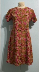 Batik Dress Women’s Pink & Yellow Fit & Flare Buttons Back Ties One Size / M