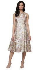 Alex Evenings Petite Metallic Jacquard a-Line Dress – Taupe Multi, Size-8P
