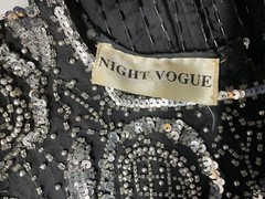 Night Vogue Dress Women’s Black Sequin Beaded Lined Back Slit & Zip Sz M -B26