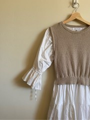 Sofie The Label Knit Vest Layered Midi Dress White Beige Cottagecore Size S