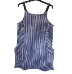 JOE BROWNS pinafore dungaree Denim dress 12 Uk Striped Blue Vintage Style Floral
