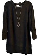 NWT Lularoe Large Solid Black Lauren Sweater Dress STUNNING & VERSATILE