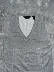 Norma Kamali Cotton Blend Sleeveless V Neck Sweatshirt Tunic Mini Dress Gray L