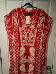 Solitaire Women&rsquo;s Embroidered Rayon Boho Maxi Dress Size XL Red