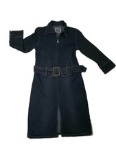 Dress Denim Y2K Black Zipper 3/4 Sleeve Buckle Belt Size 32 Stretchy