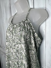 WOMENS Eddie Bauer HARMONY SPORTS ACTIVE LOUNGE DRESS GREEN PALM LEAF HALTER LG