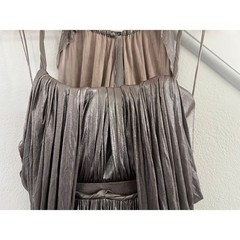 Yrusha Metallic Ruched Halter Mini Dress Womens Size US 6 Y2K Party Glam Chic