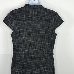 Merona Dress Sz 10 Black Ruffle Front Cap Sleeve Sheath Dark Academia Workwear