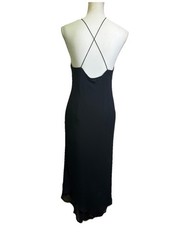 VTG Y2K Express Whimsygoth Fairy Beaded Silk Criss Cross Slip Dress Black 12 LBD