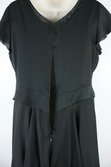 Leona Edmiston Womens Cap Sleeve V-Neck Dress Sz 12 Black Back Zip Nylon Blend