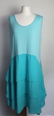 Ladies Plus Size Turquoise Green Sleeveless Tiered Skater Dress
