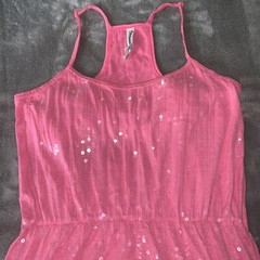 Size Medium Aeropostale Solid Pink Fully Sequined Mini Tank Dress Racerback GUC