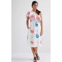 Plenty by Tracy Reese Anthro Embroidered Floral One-Shoulder Midi Dress Boho