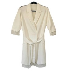 Rime Arodaky Jax Mini Dress Belted Lace Trimmed Crepe Wrap White Size US 6 FR 38