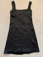 Altar&rsquo;d State Black Satin Bow Back Mini Dress Coquette Old Money Quiet Luxury S