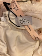 Oh Polly Ivory Strapless Sequin Bodycon Long Dress Side Slit Zip Size 14