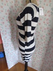 WINDSOR, JUNIOR&rsquo;S NEW Navy/White Poly Bl Striped 3/4 Sleeved Striped Dress, Sz S