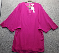 Belle Badgley Mischka Sheath Dress Women&rsquo;s 10 Pink Lined Split V-Neck Hook & Eye