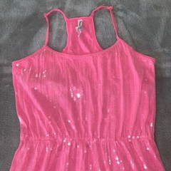 Size Medium Aeropostale Solid Pink Fully Sequined Mini Tank Dress Racerback GUC